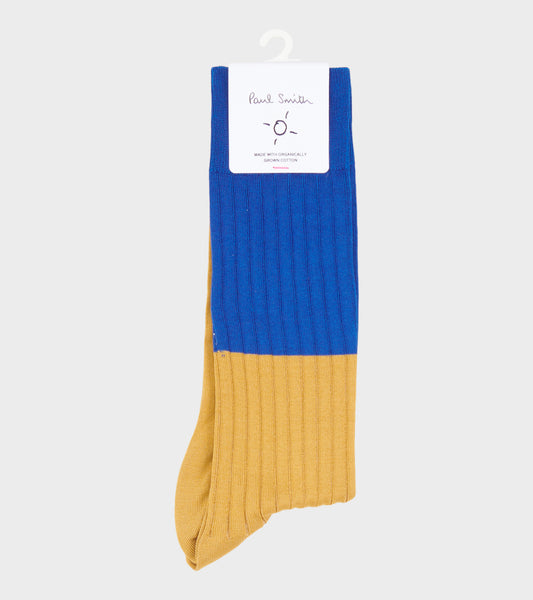 Candles Rib Socks Cobalt Blue/Camel