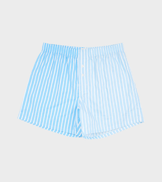 Striped Cotton Boxers Light Blue/White