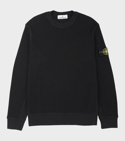 Waffle Cotton Sweatshirt Black