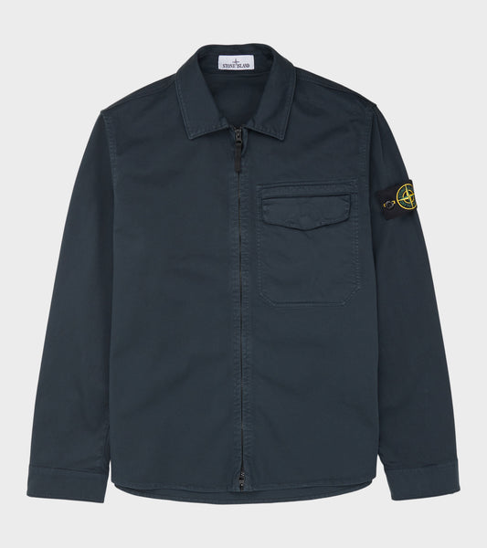 Cotton Zip Overshirt Navy