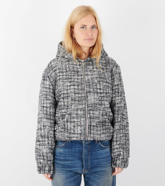 Bouclé Hooded Zip-up Jacket Classic Grey