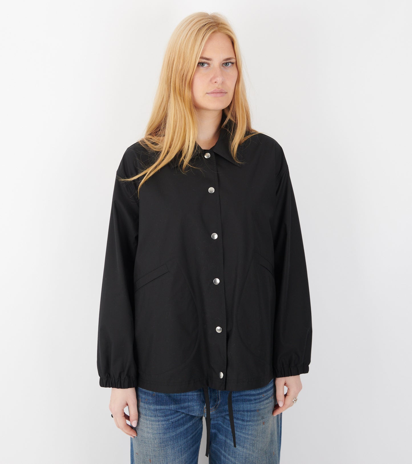 Dry Touch Cotton Poplin Logo Jacket Black