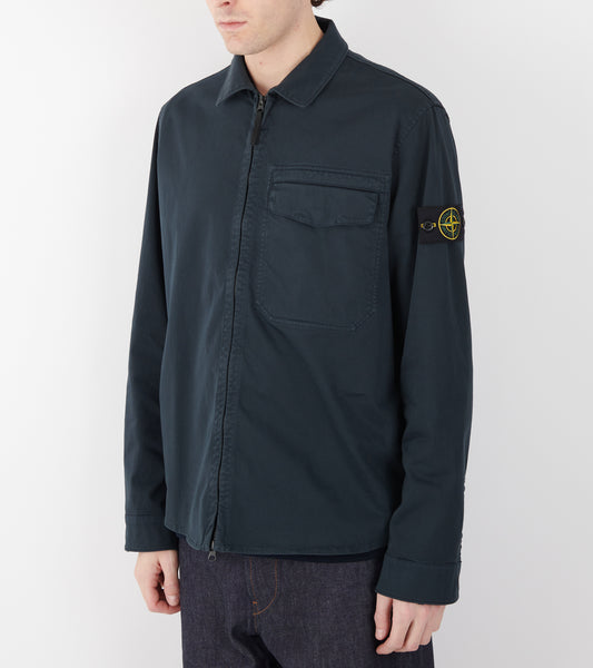 Cotton Zip Overshirt Navy