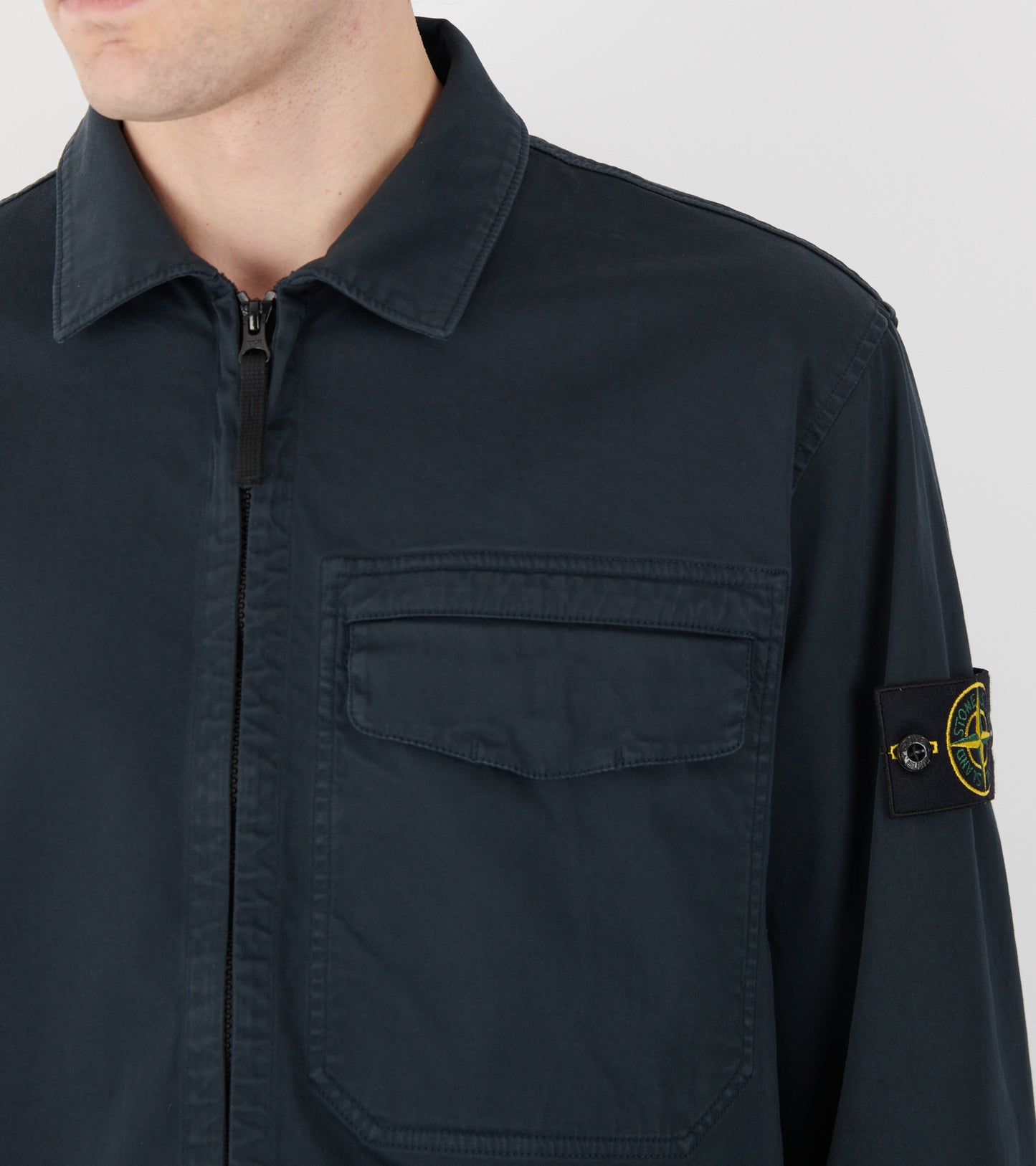 Cotton Zip Overshirt Navy