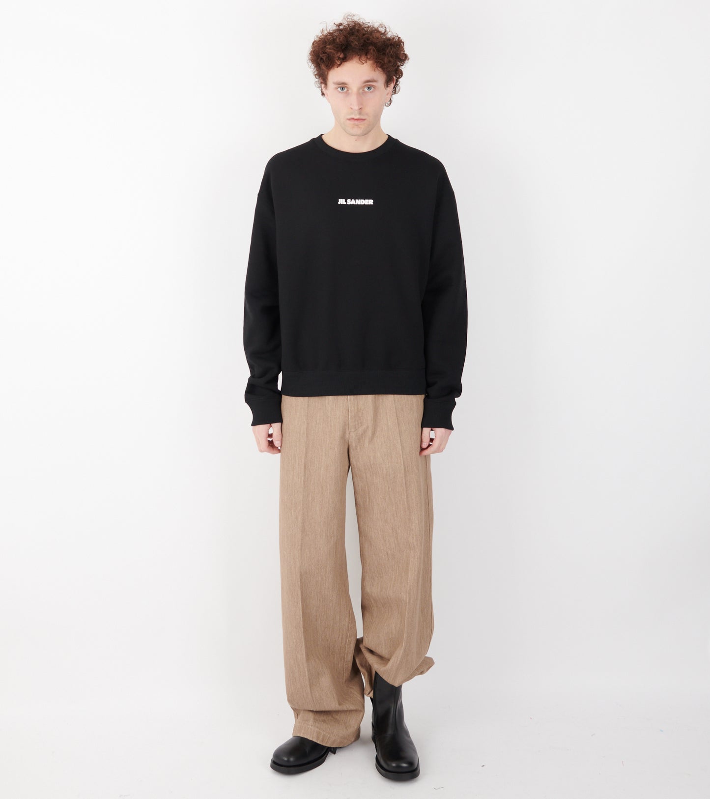 Light Soft Brushed Cotton Terry Sweatshirt Black