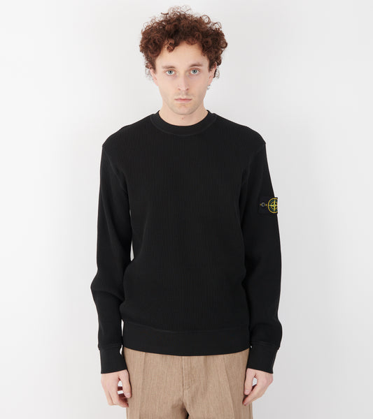 Waffle Cotton Sweatshirt Black