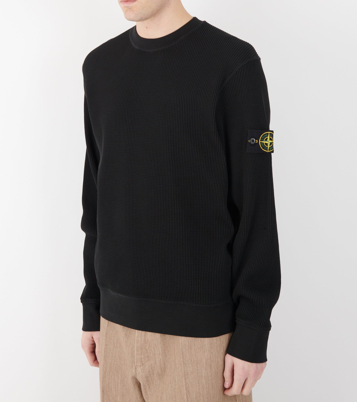 Waffle Cotton Sweatshirt Black