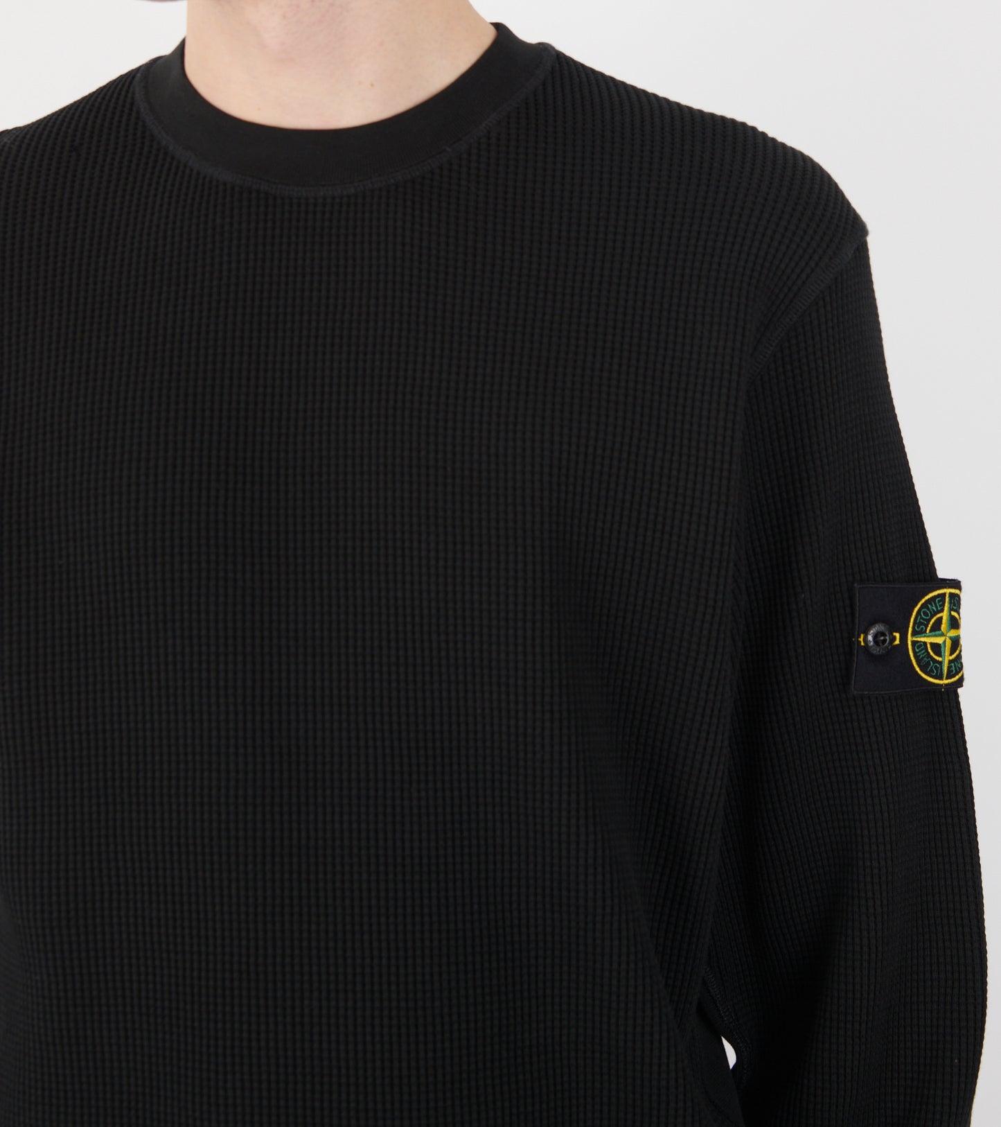Waffle Cotton Sweatshirt Black