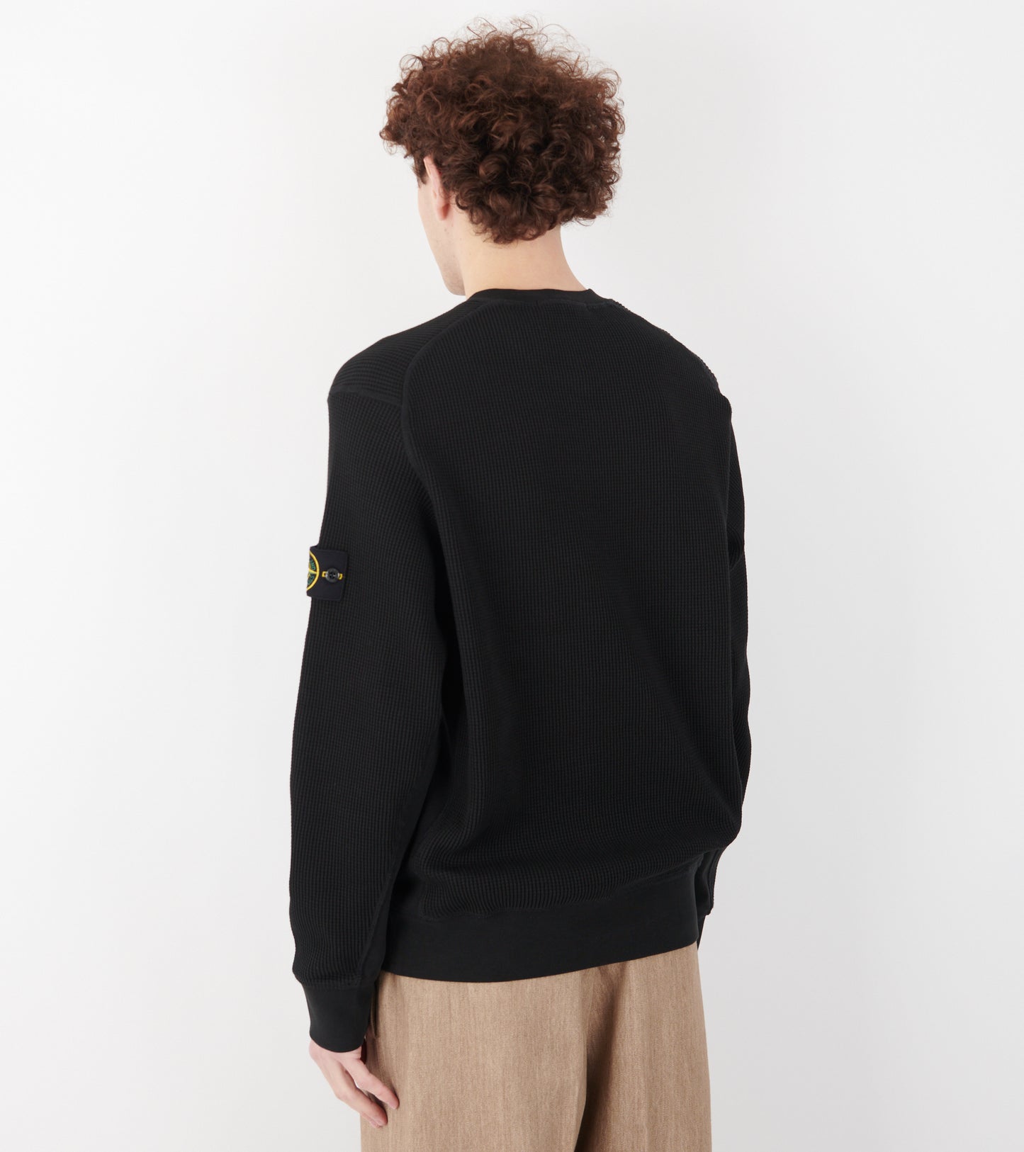 Waffle Cotton Sweatshirt Black