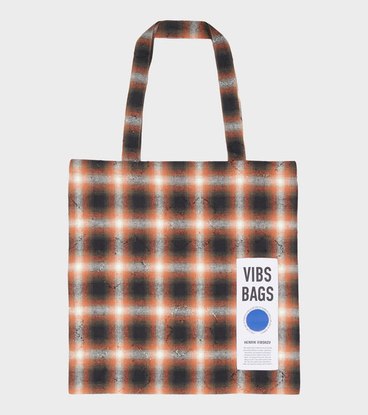 Vibs Upcycled Tote Bag Black Red Punch Checks