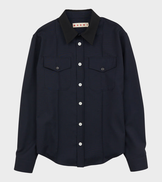 Tropical Wool Shirt Blue/Black