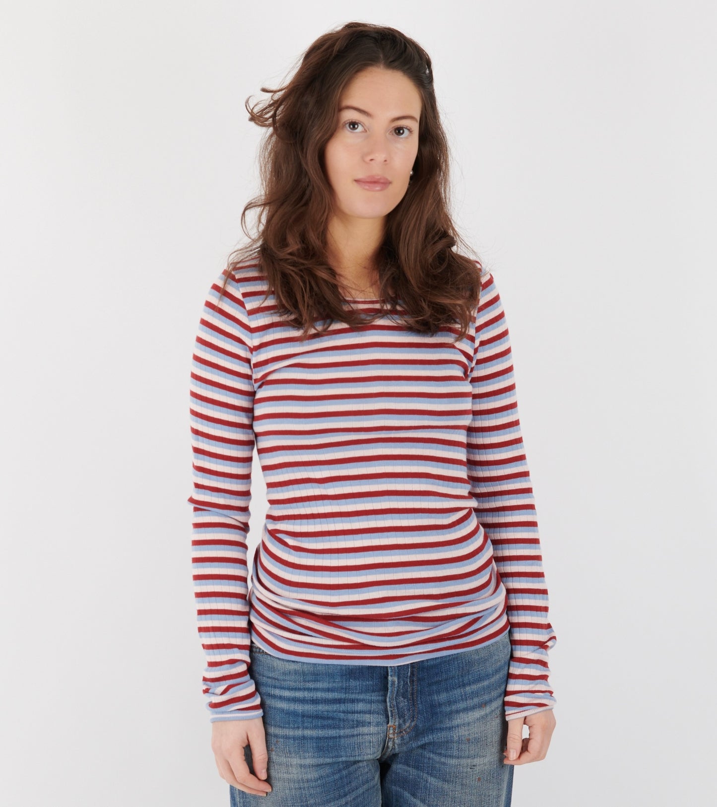 101 Rib Tricolore Light Blue/Strawberry/Winery