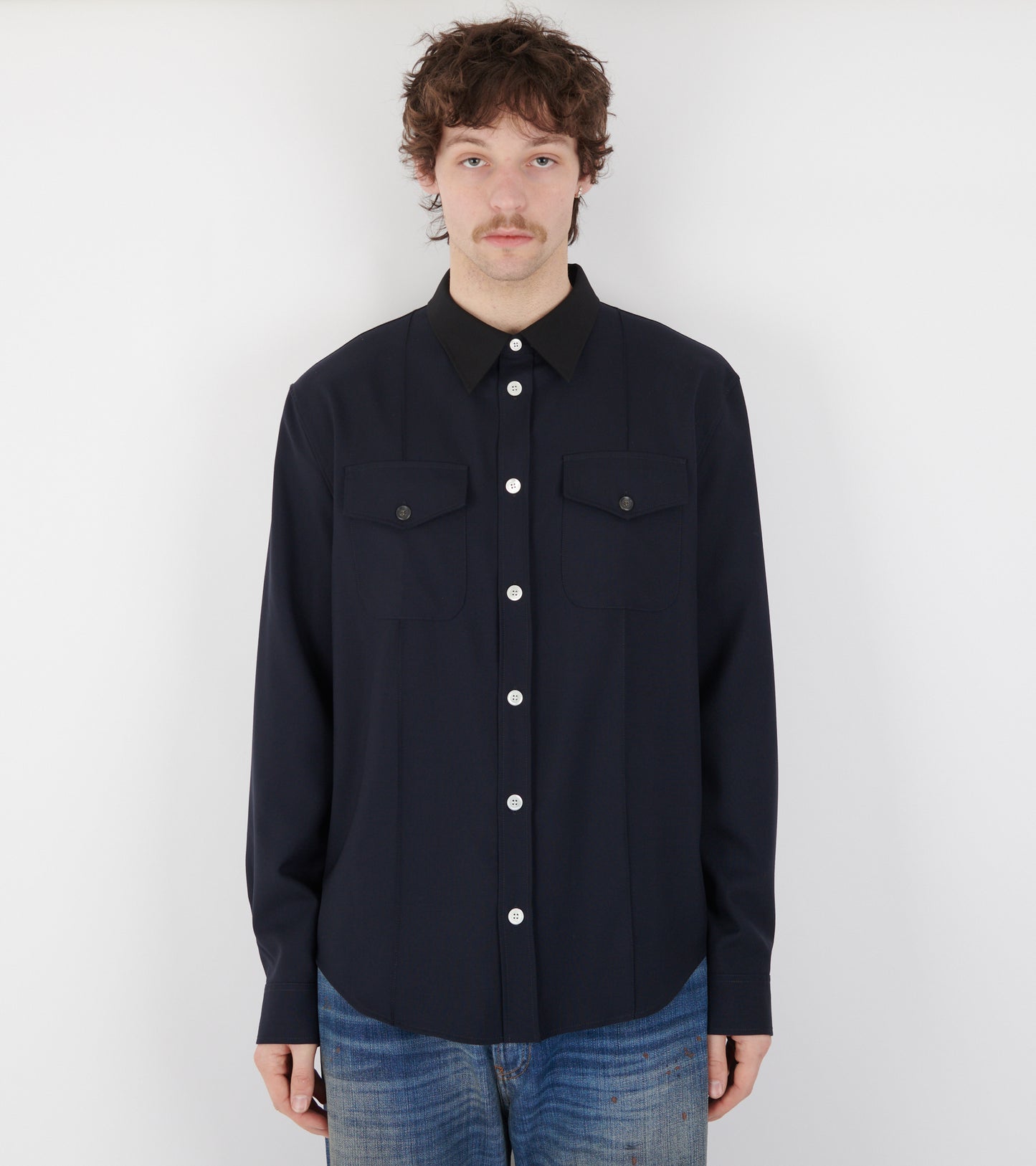 Tropical Wool Shirt Blue/Black