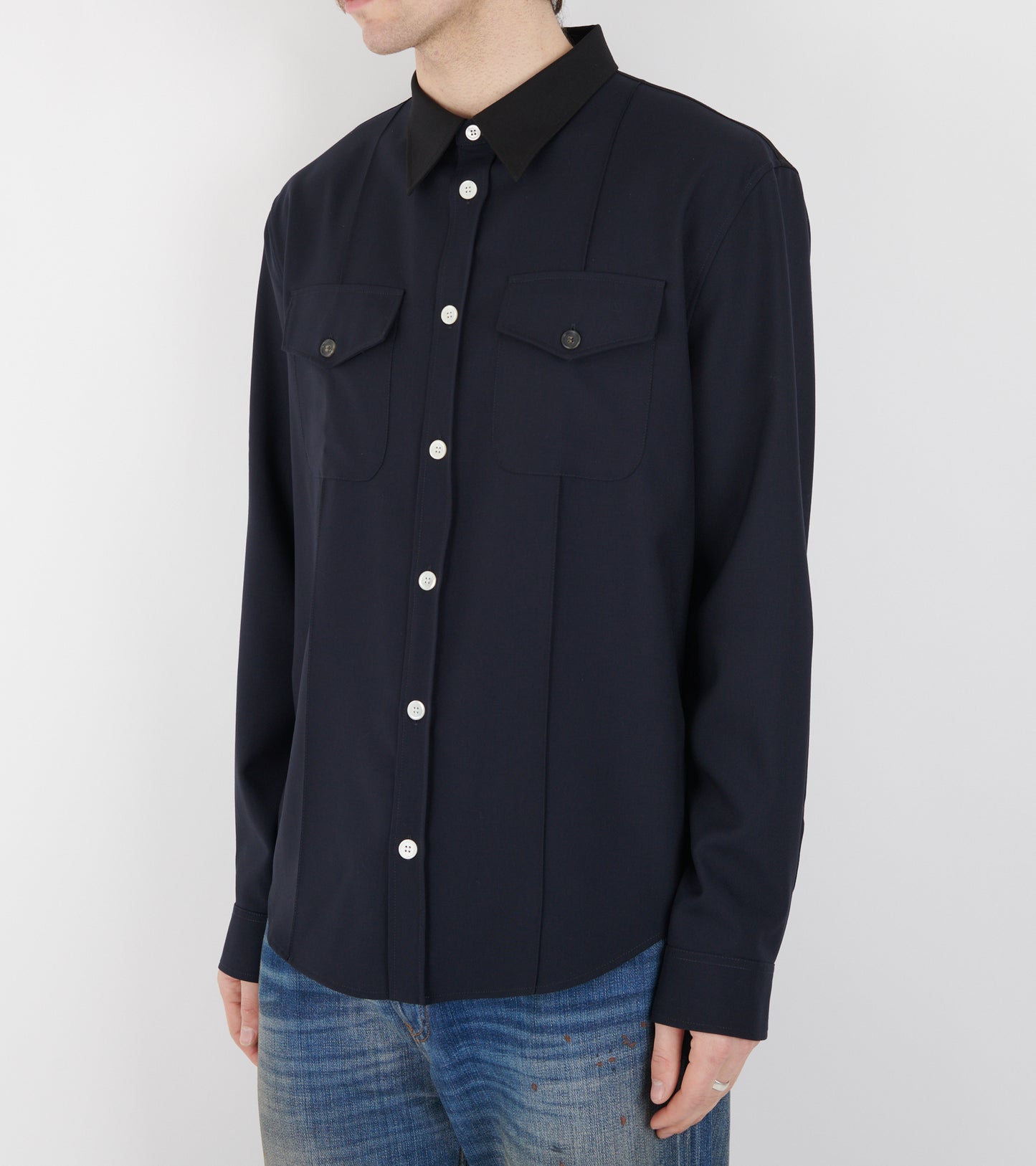 Tropical Wool Shirt Blue/Black