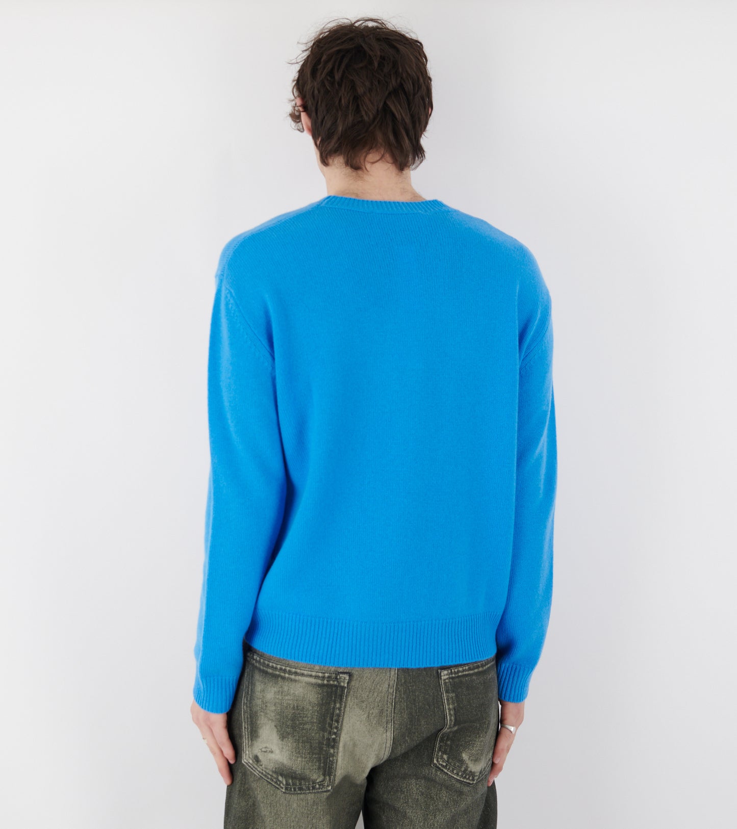 Cashmere Logo Patch Sweater Blue