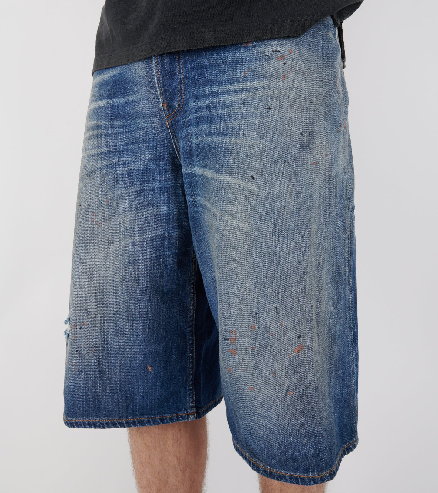 Baggy Denim Shorts Mid Blue