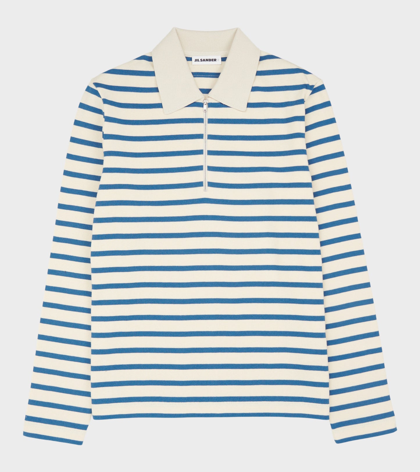 Ribbed Cotton Jersey Stripe L/S Polo Cornsilk