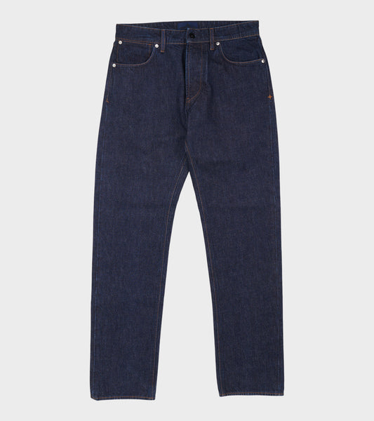 Indigo Denim Rinsed Straight Jeans Dark Blue