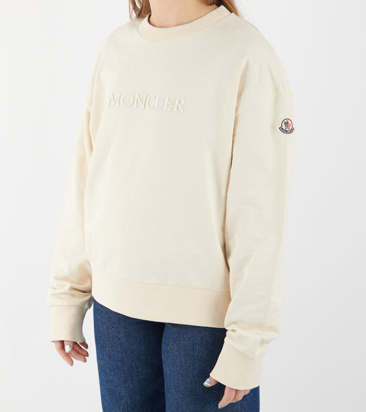Embroidered Logo Cotton Sweatshirt White Ivory
