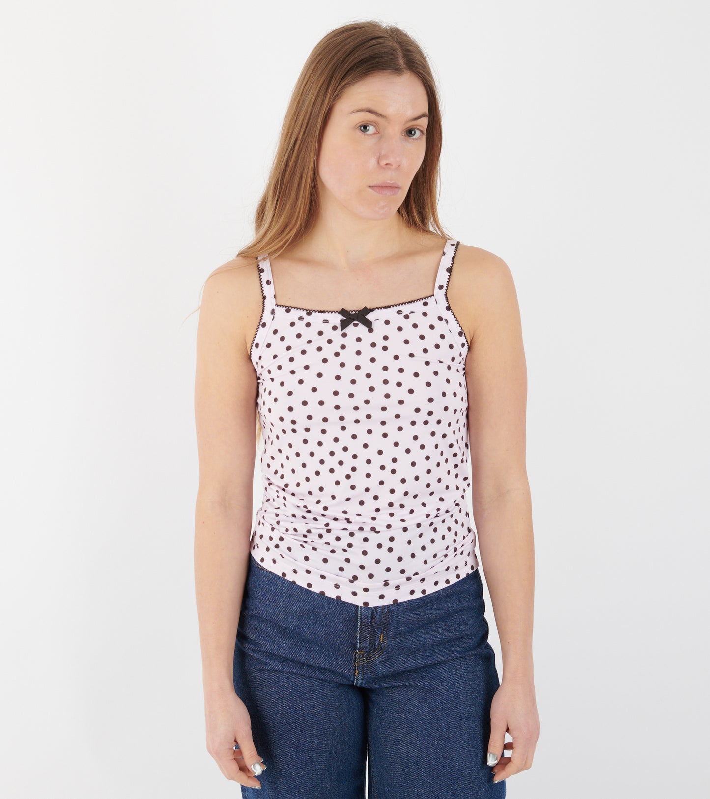 Jersey Tank Top Pink Dots