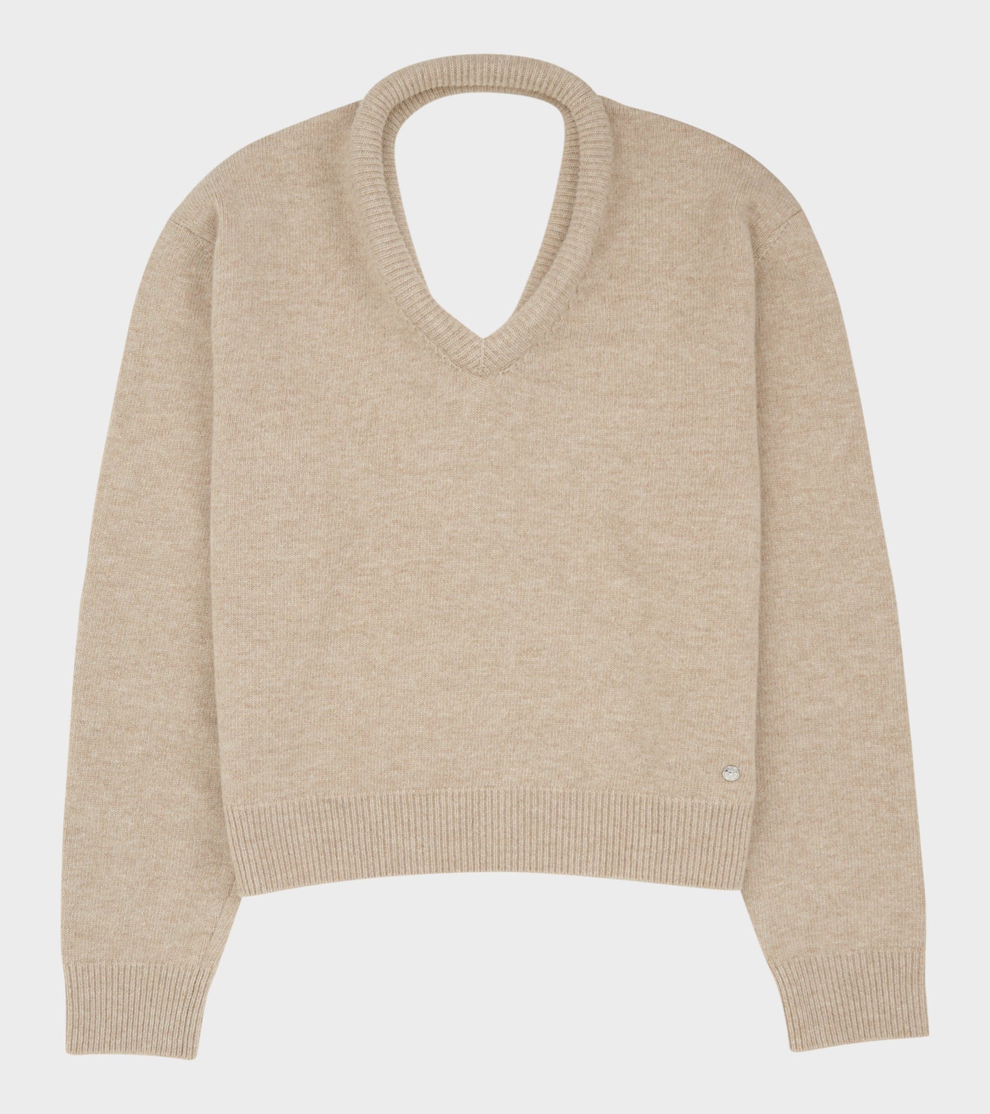 Open Back Wool Knit Beige
