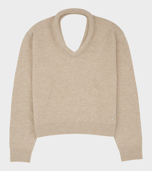 Open Back Wool Knit Beige