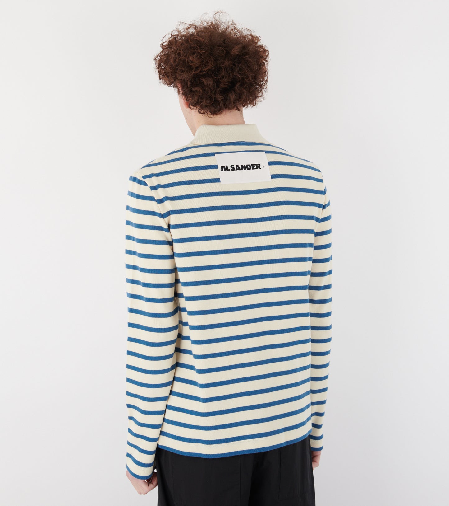 Ribbed Cotton Jersey Stripe L/S Polo Cornsilk