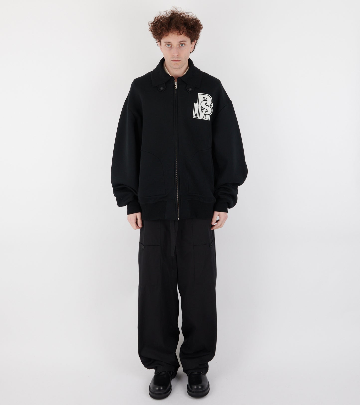 Varsity Sweatshirt Jacket Black