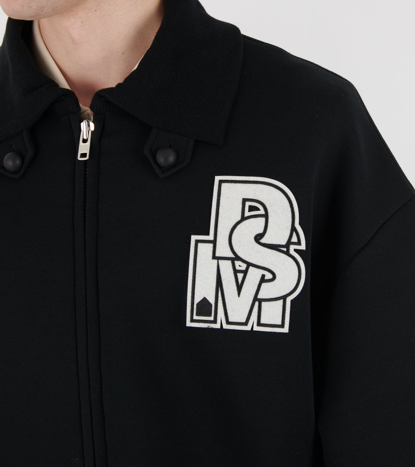 Varsity Sweatshirt Jacket Black