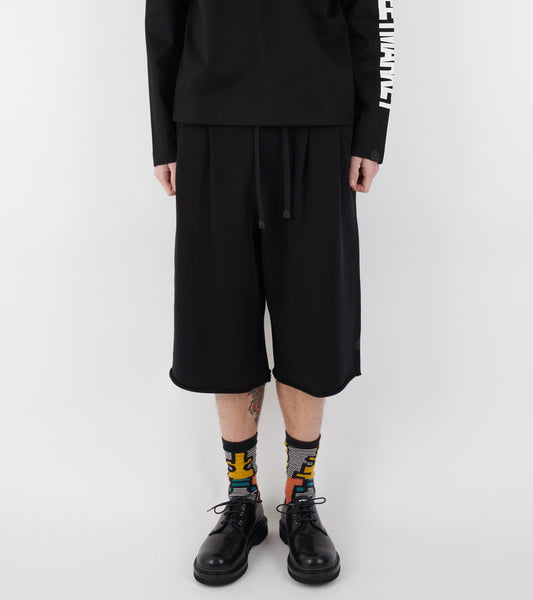 Pleated Sweat Shorts Black