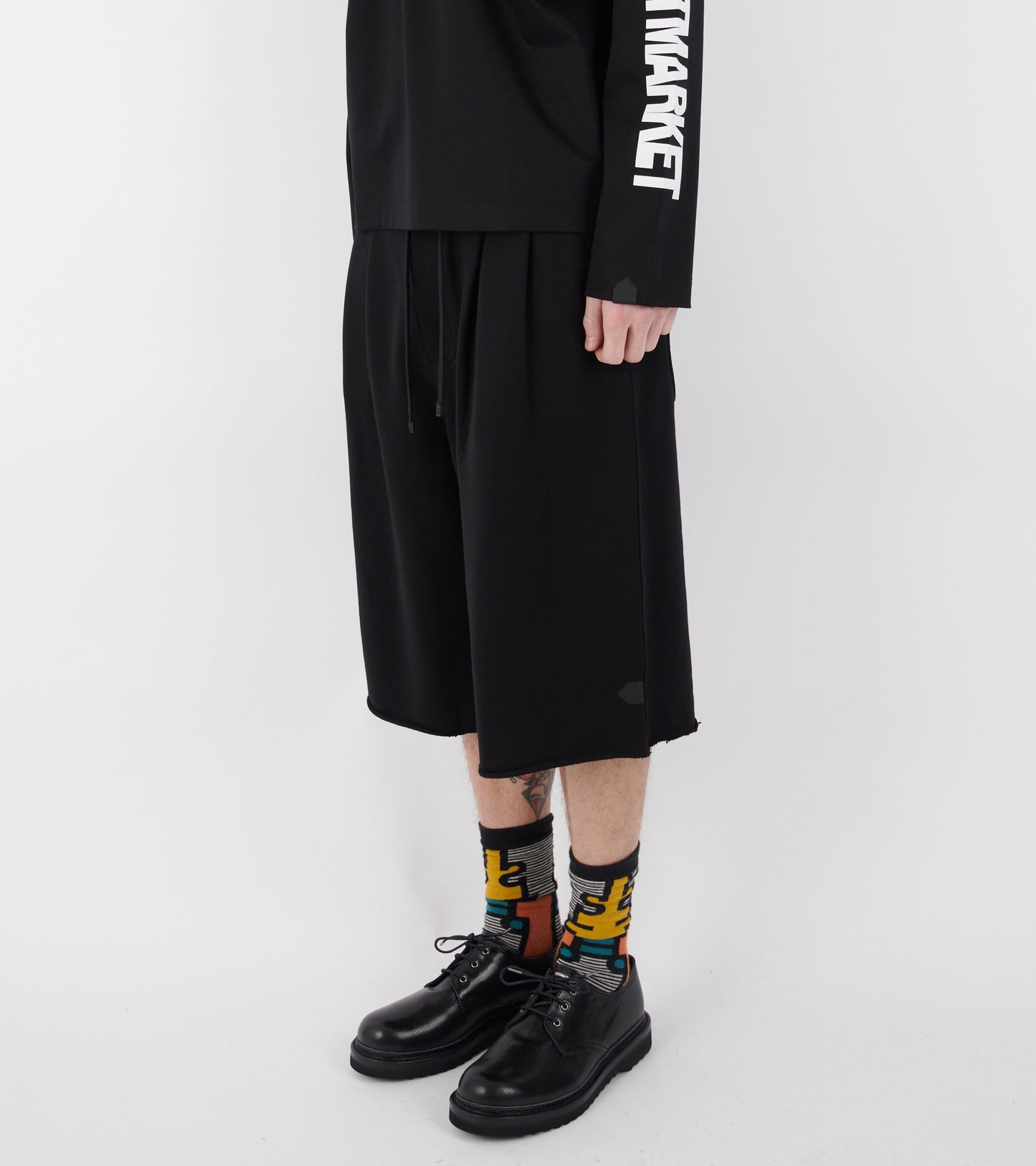Pleated Sweat Shorts Black