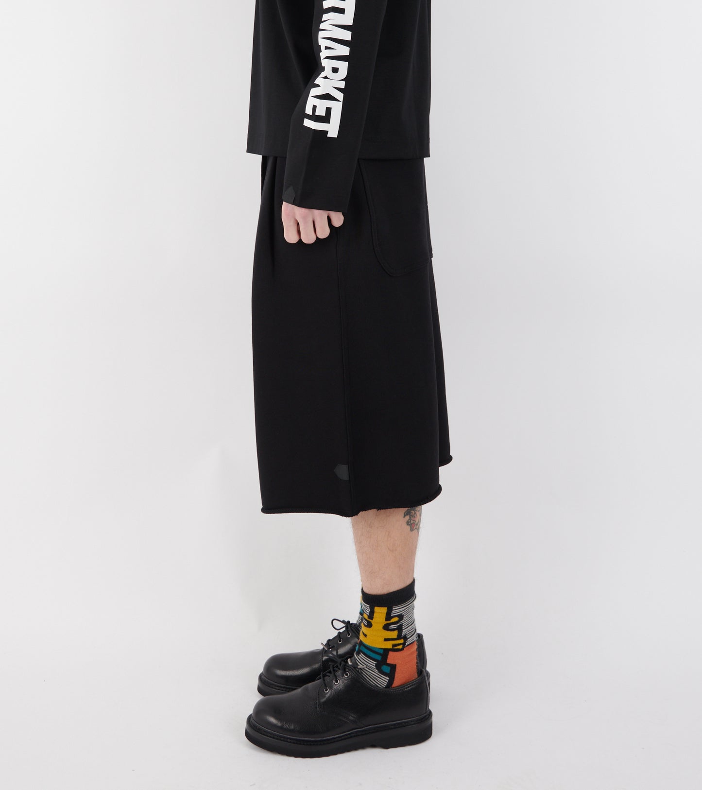 Pleated Sweat Shorts Black