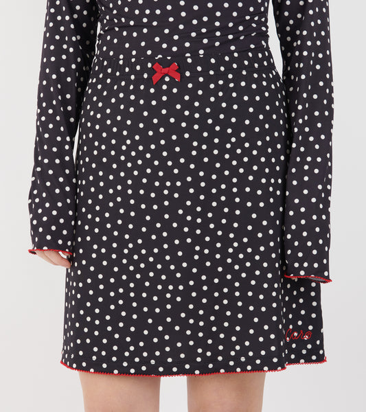 Jersey Skirt Black Dots