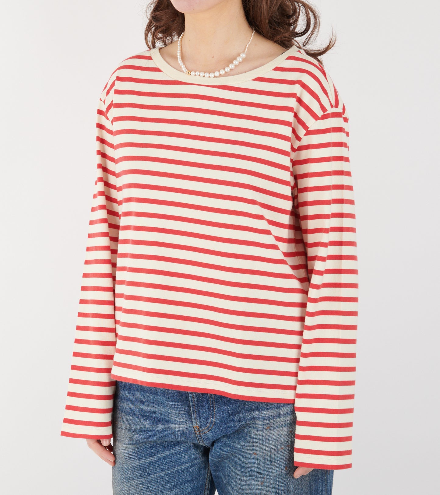Marron Oversized Blouse Off-white/Red Stripe