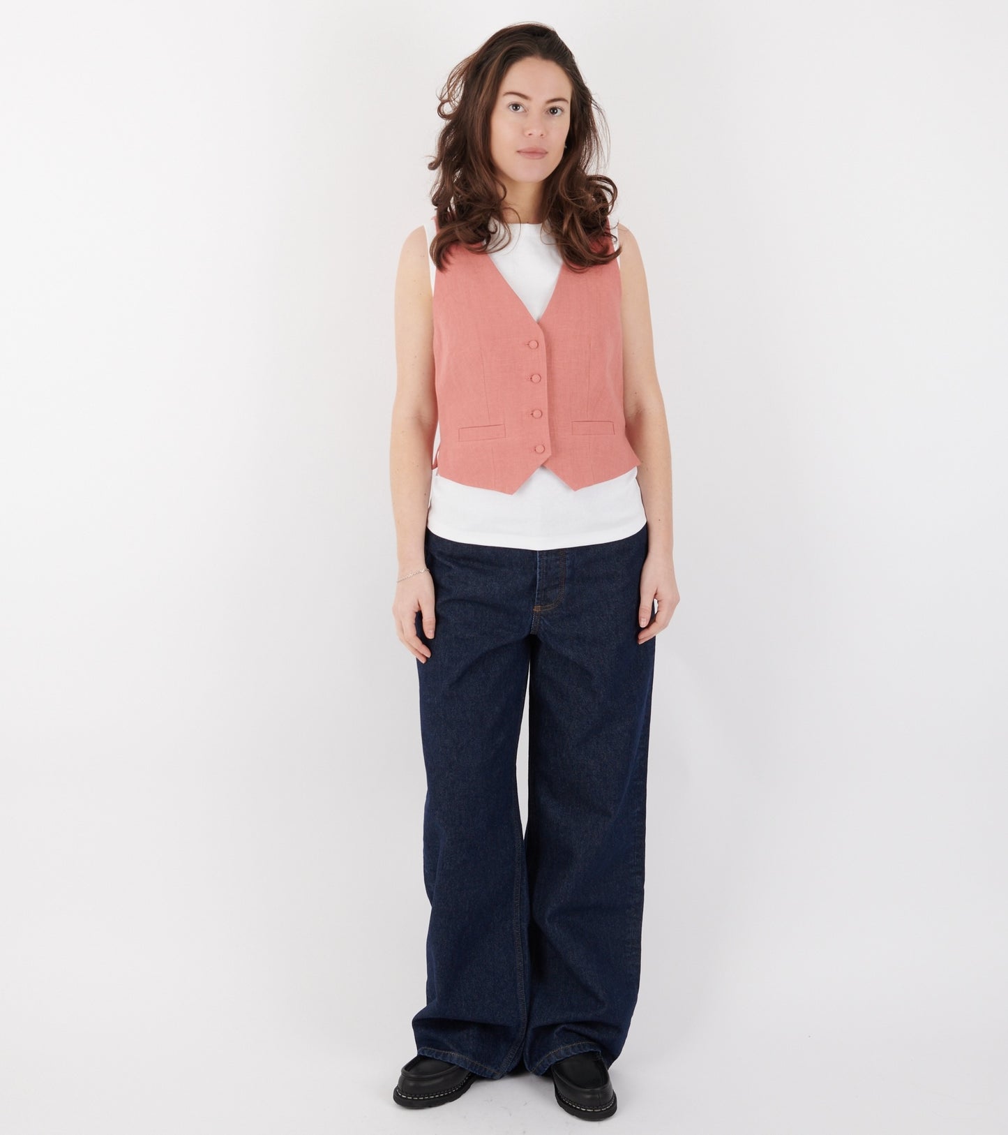 Linen Vest Raspberry