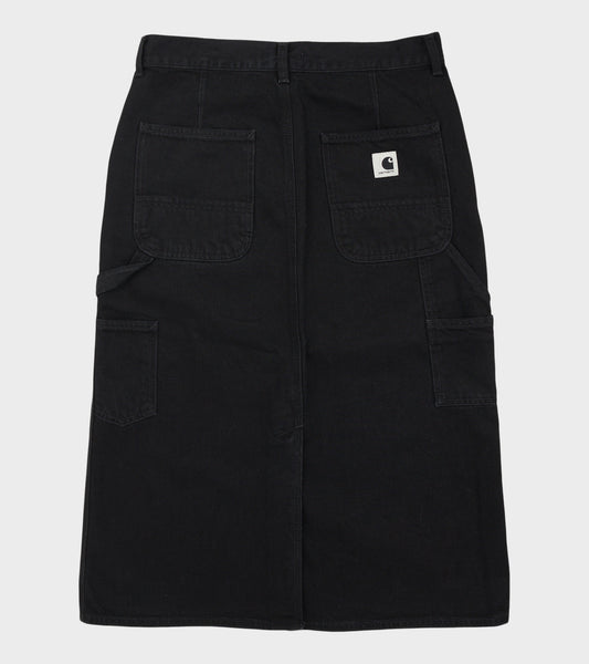 W Single Knee Skirt Black Stone Washed