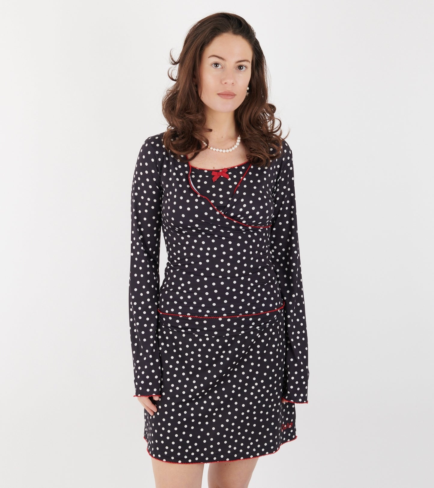 Jersey Skirt Black Dots