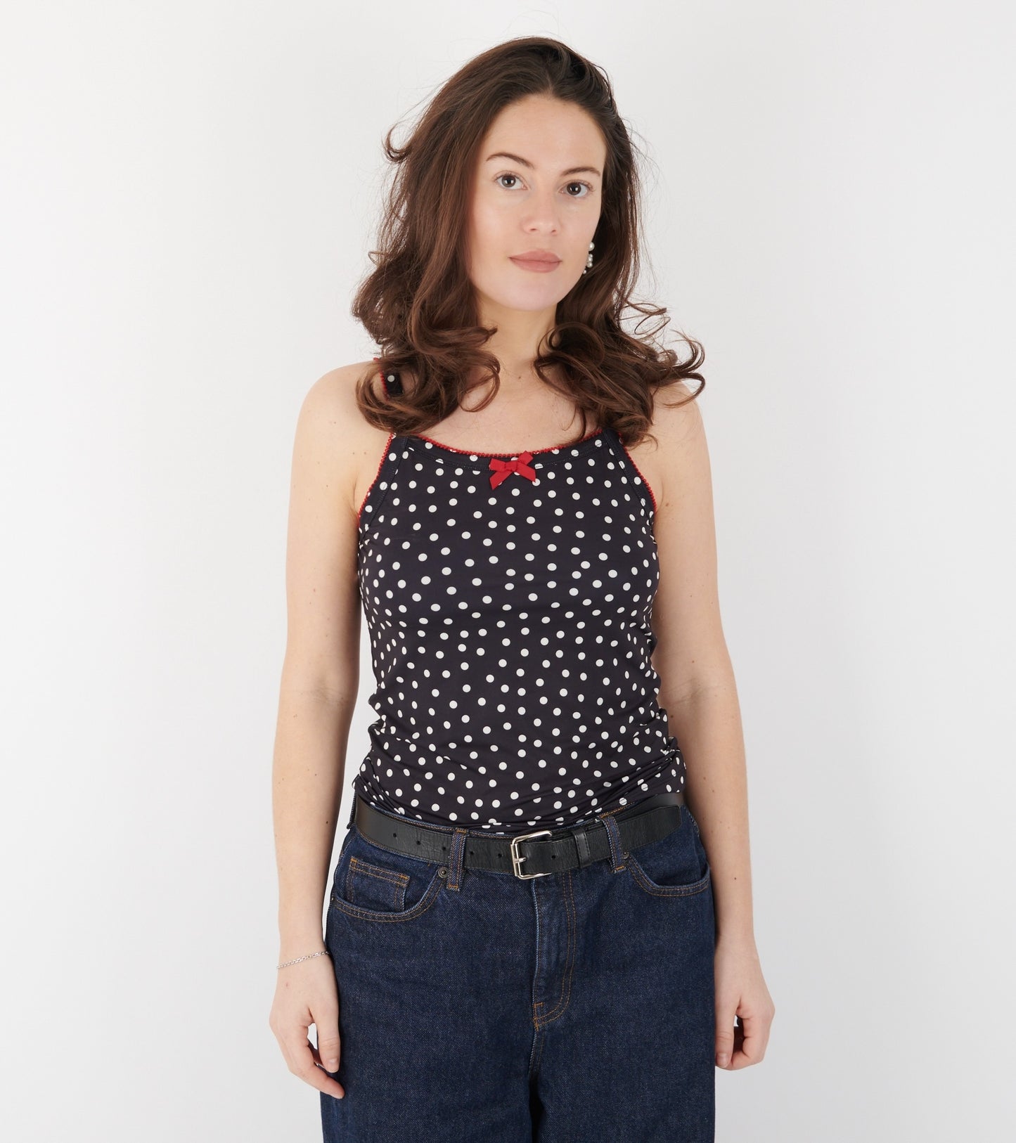 Jersey Tank Top Black Dots