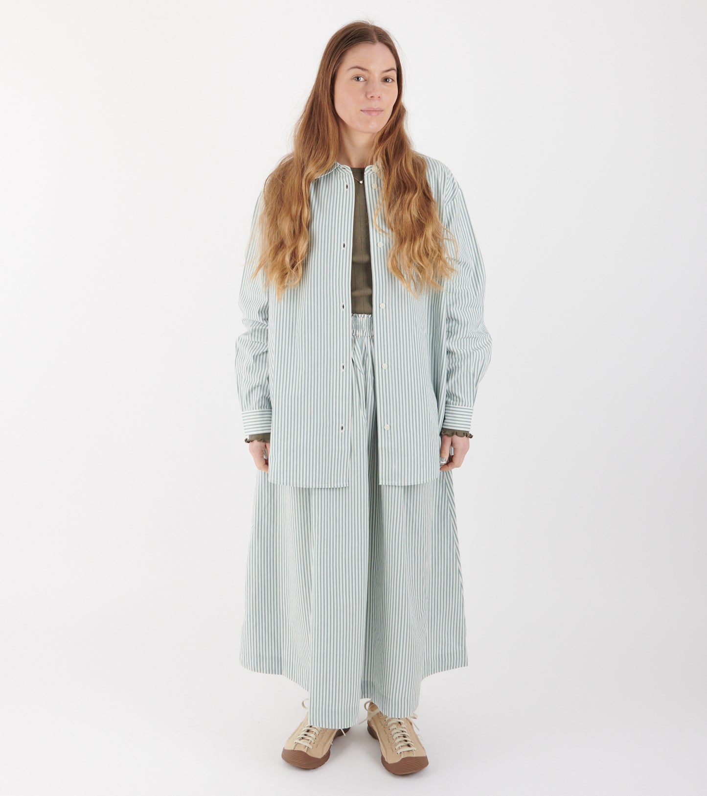 Dagny Skirt White/Aqua Stripe