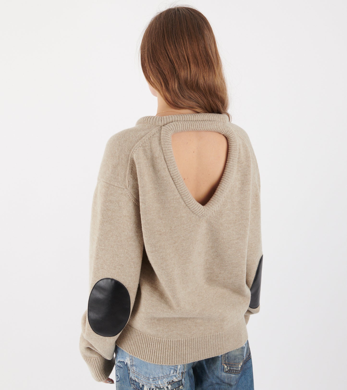 Open Back Wool Knit Beige