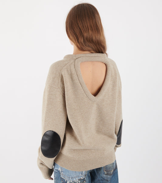 Open Back Wool Knit Beige