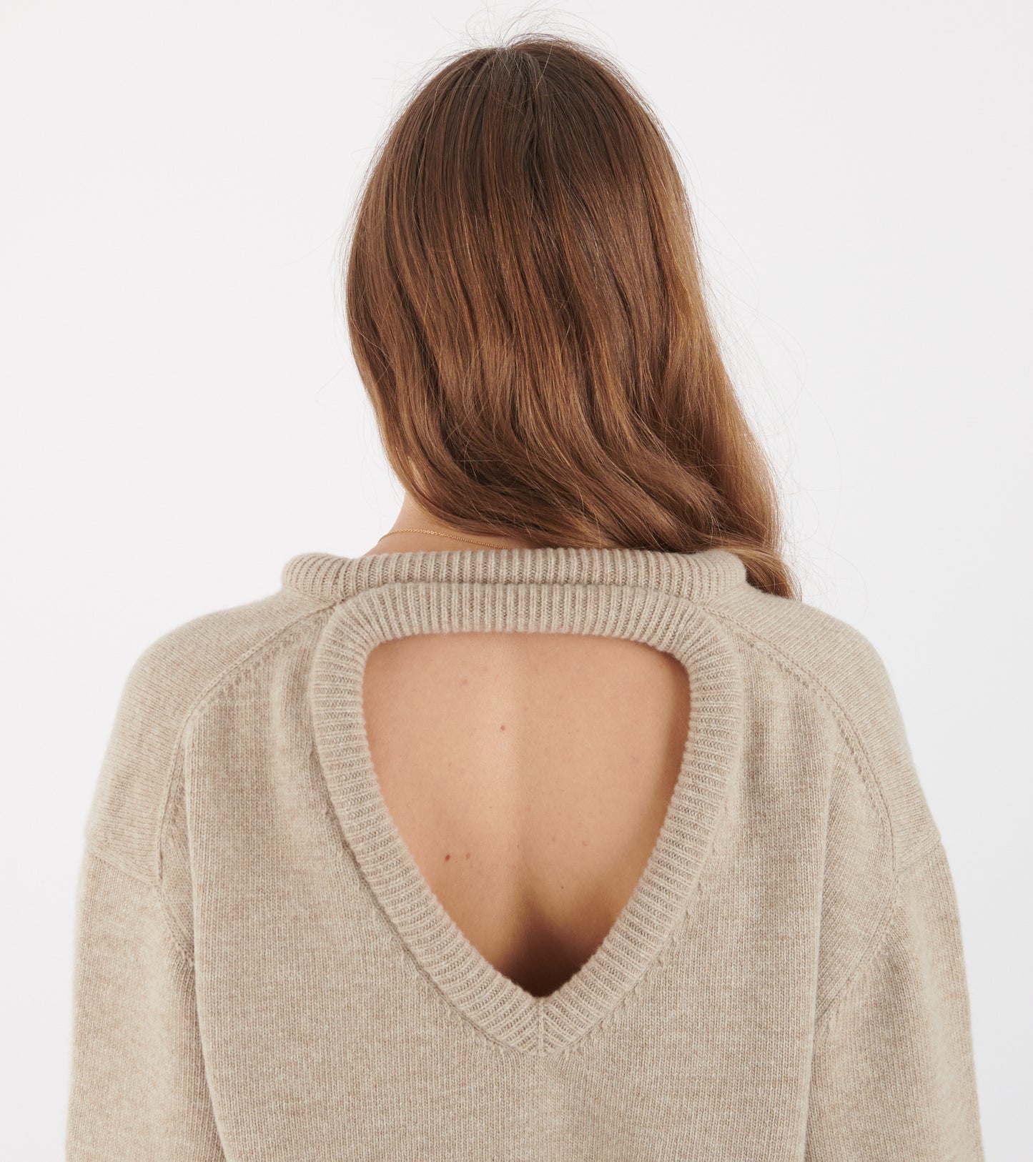 Open Back Wool Knit Beige
