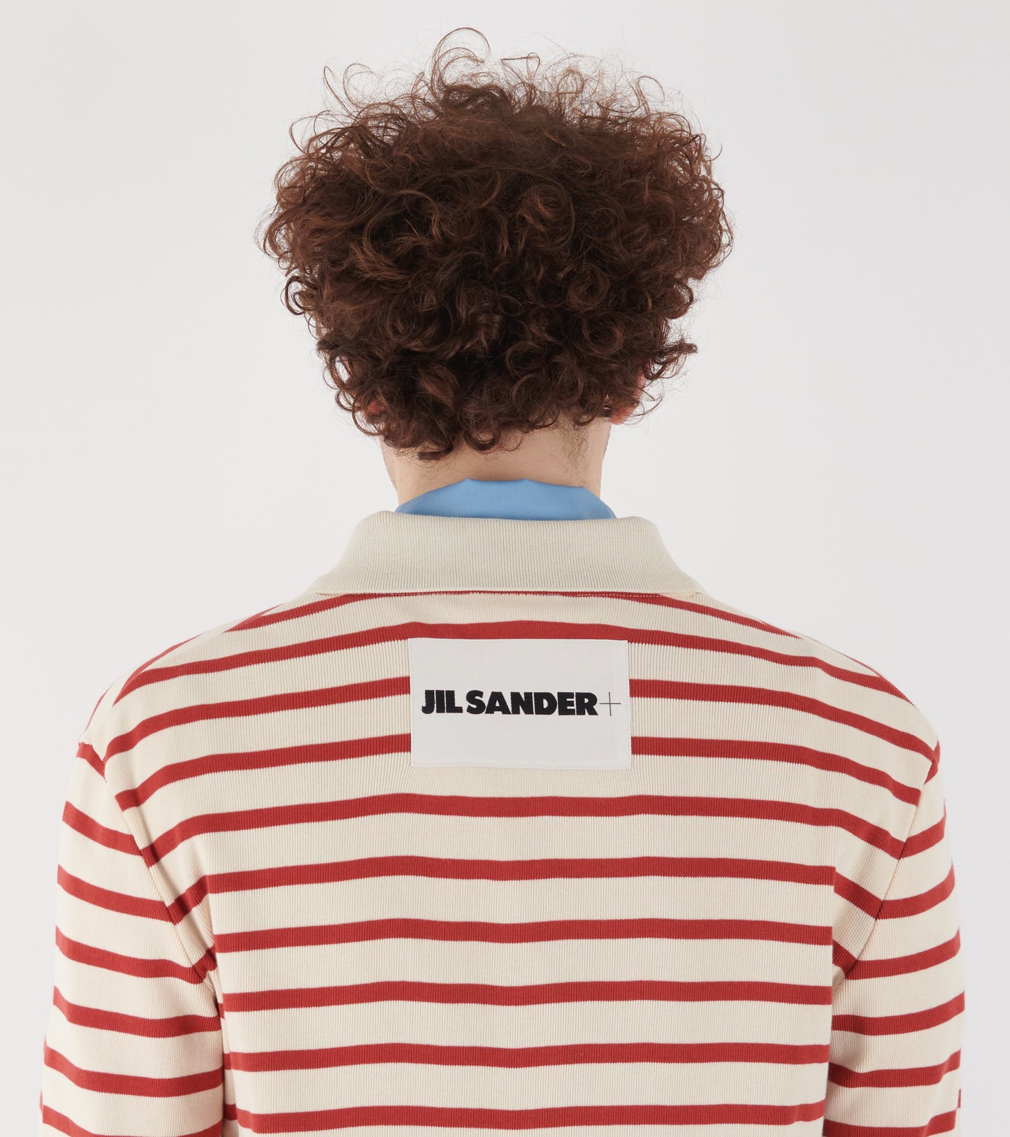 Ribbed Cotton Jersey Stripe L/S Polo Salty Red