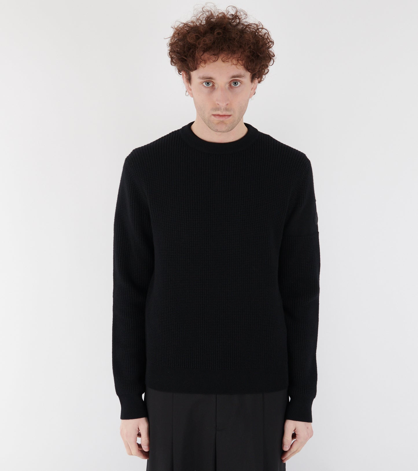 Waffle Logo Wool Jumper Black