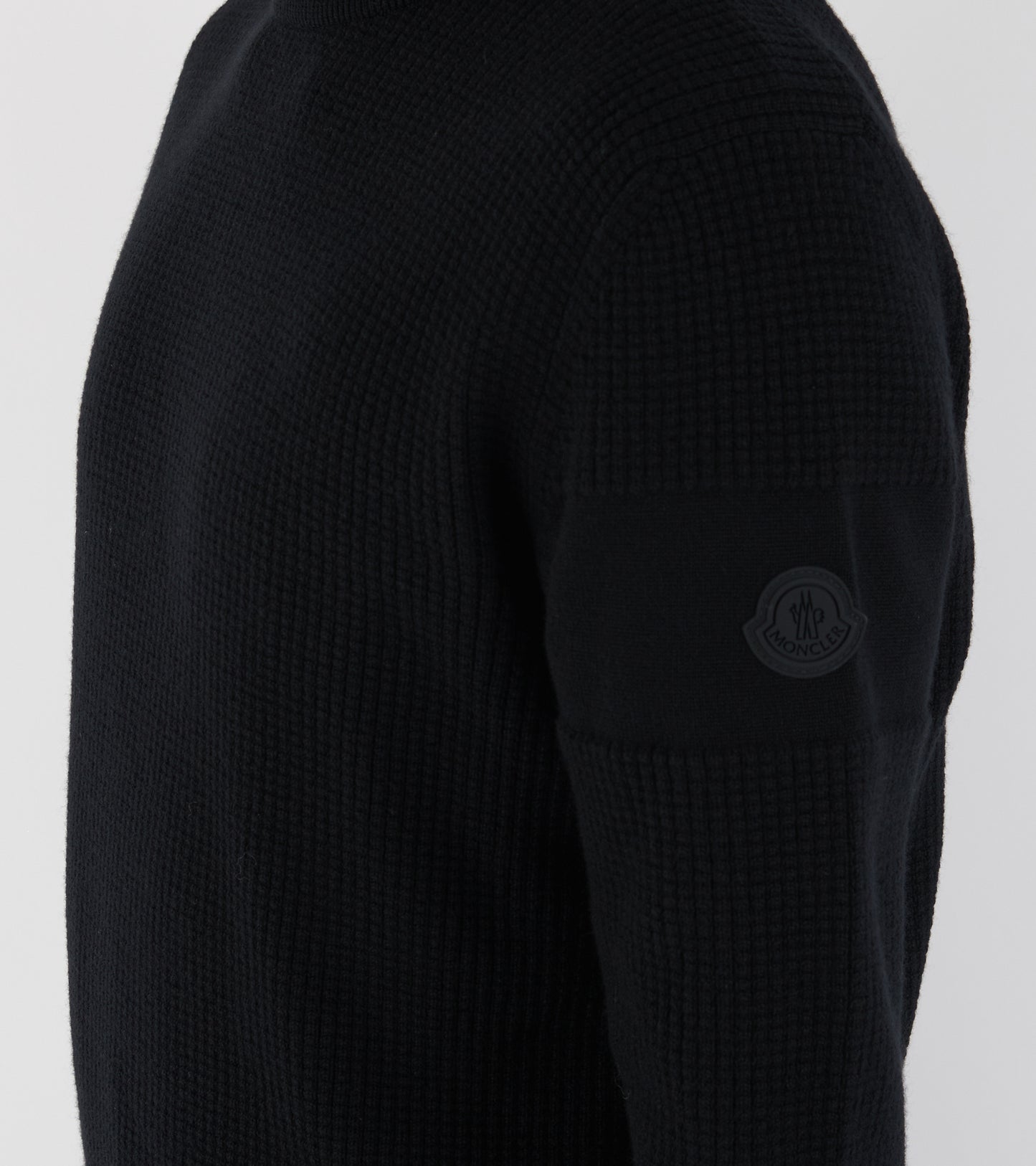 Waffle Logo Wool Jumper Black