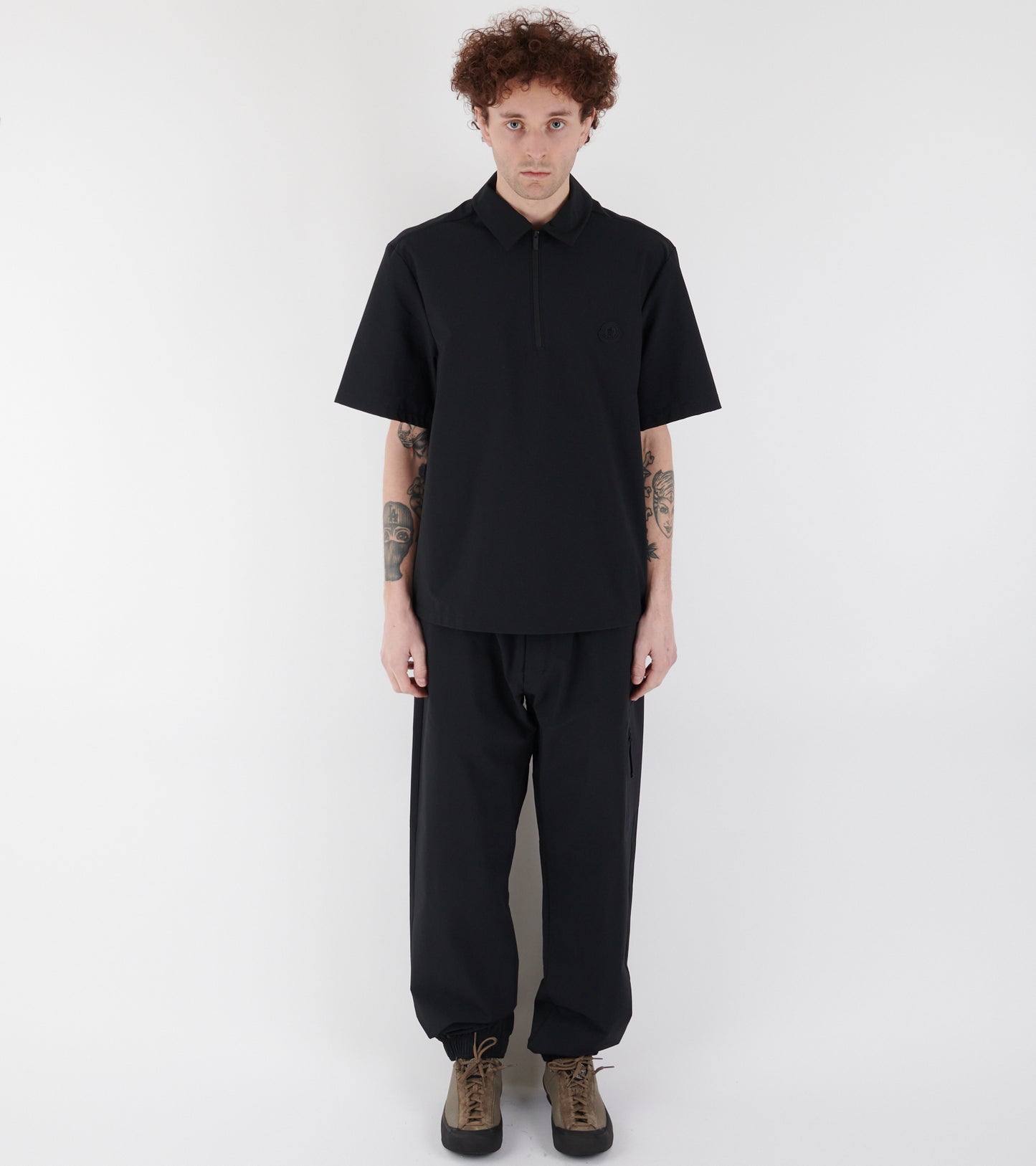 Logo Short Sleeve Half-zip Shirt Black