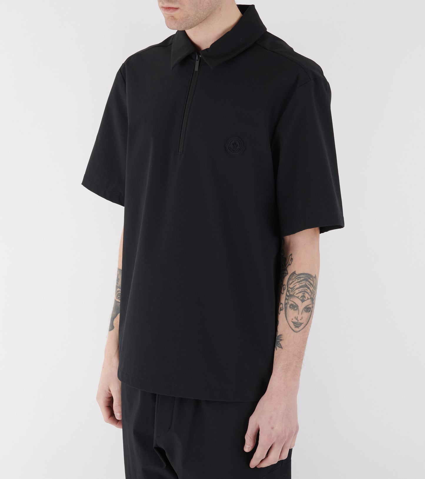 Logo Short Sleeve Half-zip Shirt Black
