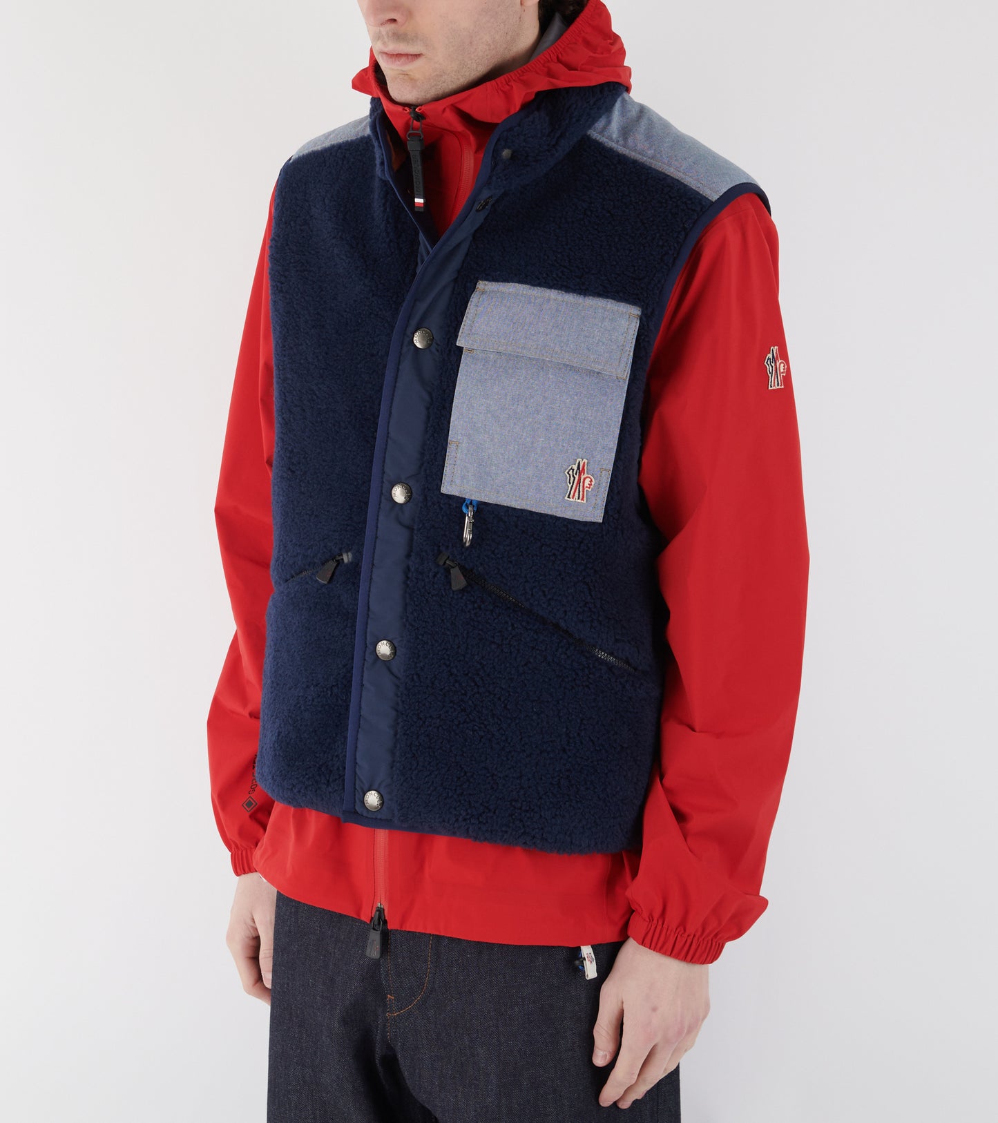 Teddy & Chambray Vest Navy Blue