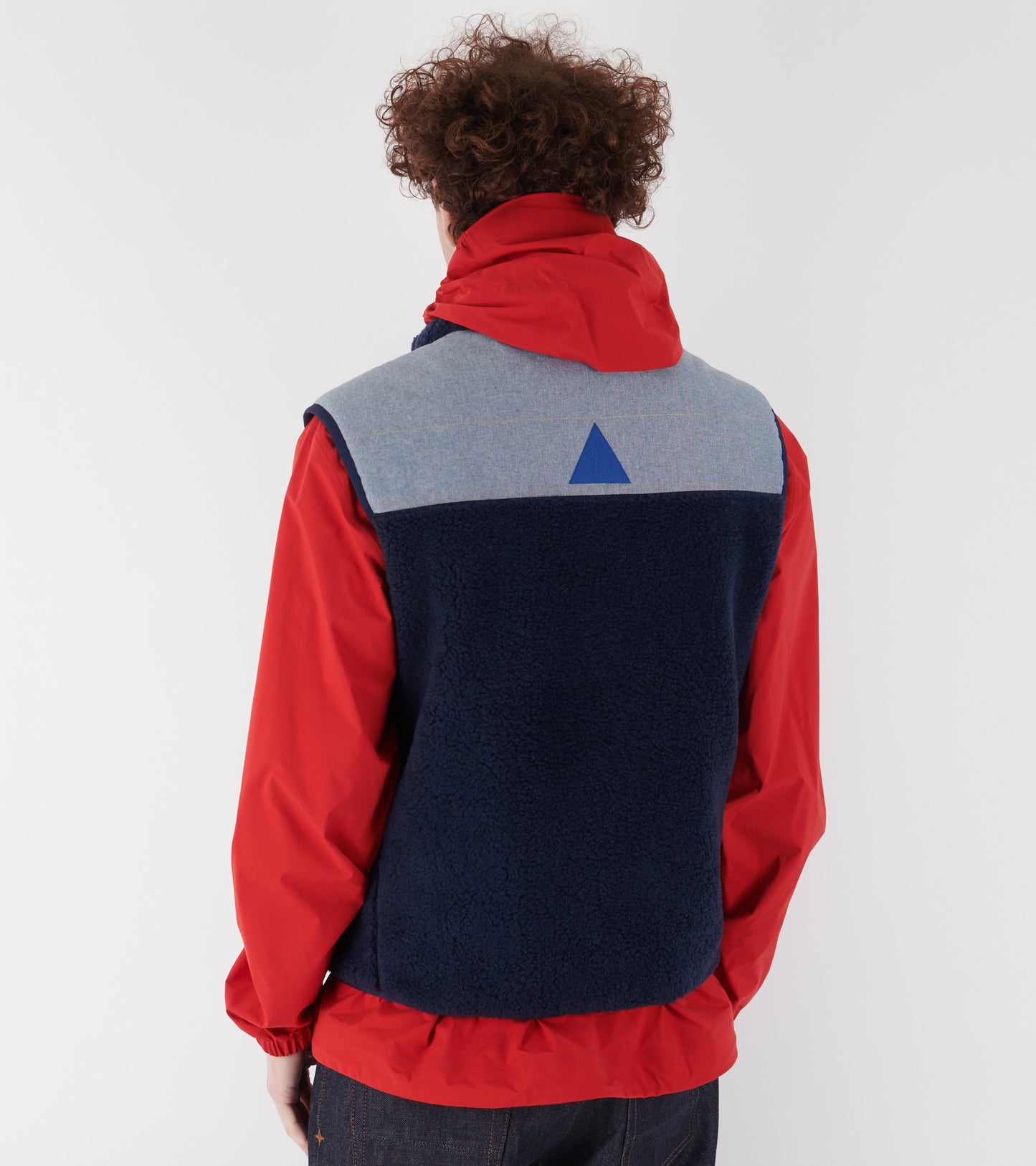 Teddy & Chambray Vest Navy Blue