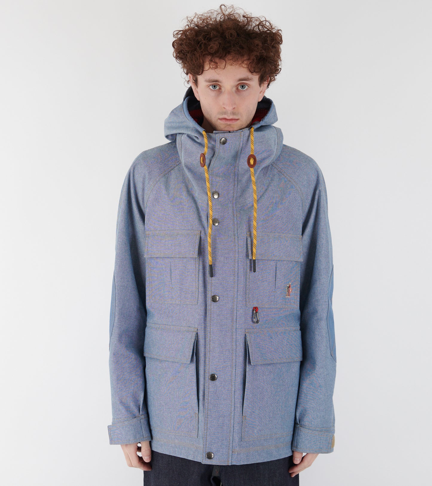 Ajaccio Chambray Hooded Field Jacket Light Blue
